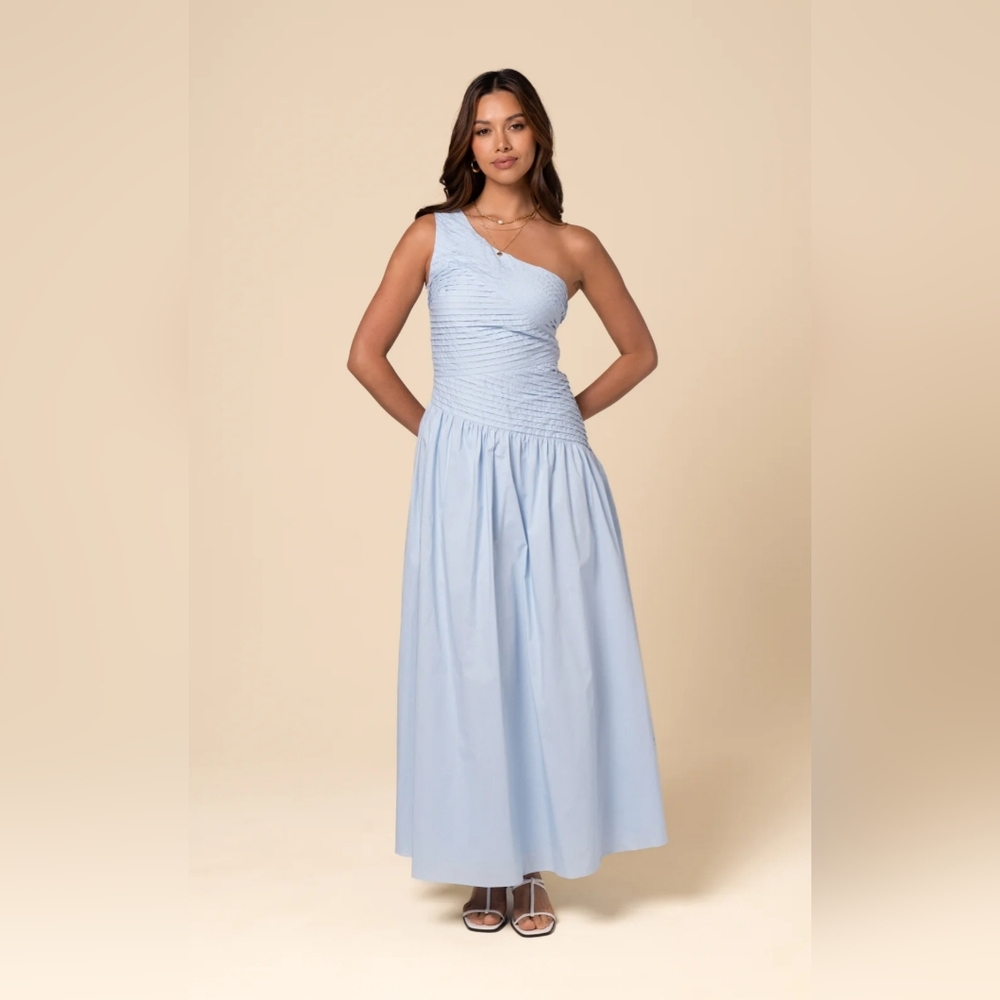 NWT All About Mary Arden Bare Shoulder Powder Blue Midi Dress Size 6 In Blue